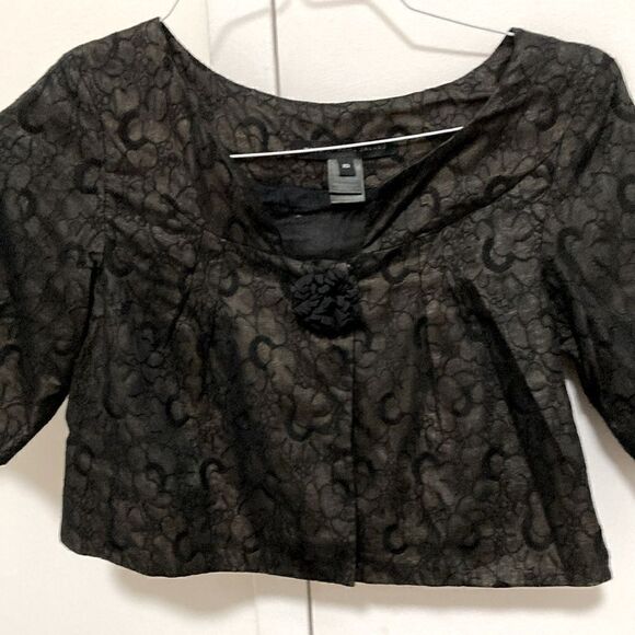 Marc by Marc Jacobs Cropped Lace Swing Jacket in black/dark brown. Size XS. - Picture 1 of 9